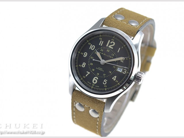ハミルトン カーキフィールドオート 40mmベージュヌバックストラップ仕様 H70595593