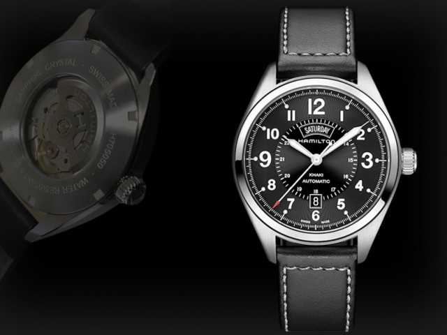 ハミルトン カーキフィールド ディディト42mm ブラック ブラックカーフ H70505733