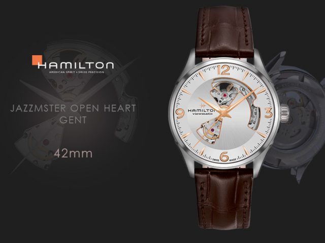 ハミルトン ジャズマスター オープンハート42MM シルバー ダークブラウンストラップ仕様H32705551