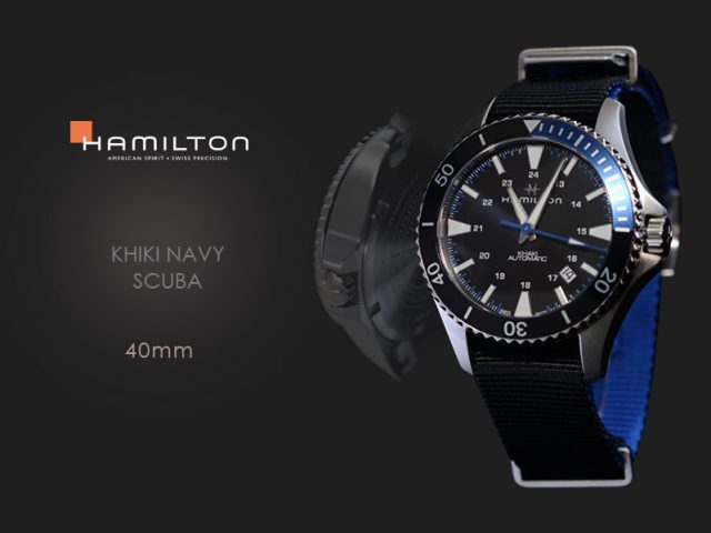 ハミルトン カーキ ネイビースキューバ(ブルー)40MM ブラックテキスタルストラップ H82315931